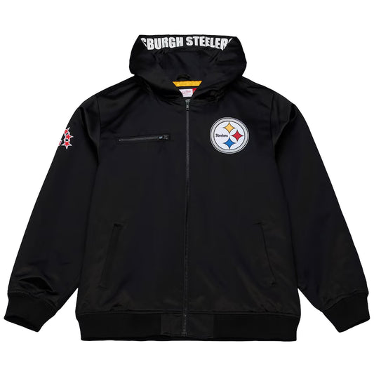 Pittsburgh Steelers Walk the Tunnel Hooded Satin Bomber Full-Zip Jacket