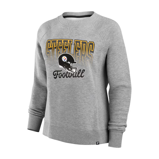 Women's Pittsburgh Steelers Fanatics Heather Gray Hit Hard Fleece Pullover Sweatshirt