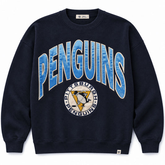 Pittsburgh Penguins Womens Navy Blue Extra Innings Crew Sweatshirt