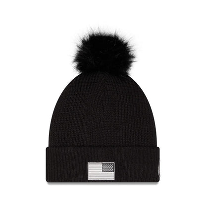 Women's Pittsburgh Steelers New Era Black 2026 Salute To Service Cuffed Knit Hat with Pom