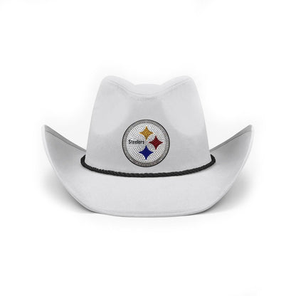 Pittsburgh Steelers White Rhinestone Logo Cowboy Hat