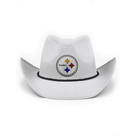 Pittsburgh Steelers White Rhinestone Logo Cowboy Hat