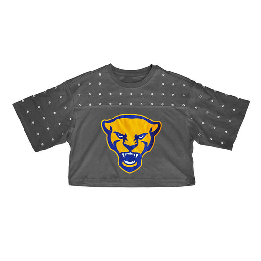 Pittsburgh Panthers Making Moves Cropped Rhinestone Tee