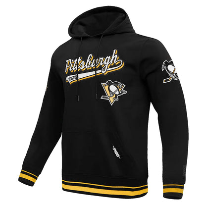Pittsburgh Penguins Pro Standard Script Tail Rib Fleece Black Pullover Hoodie