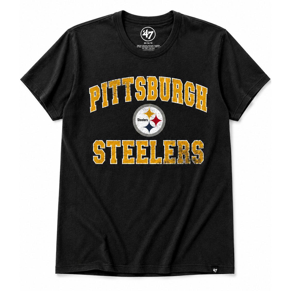 Pittsburgh Steelers Flint Black Distressed Wordmark Tee