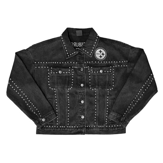Pittsburgh Steelers Womens Studded Denim Jacket