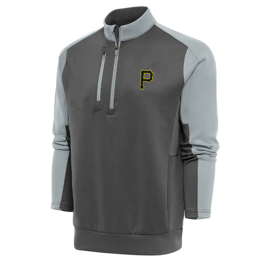 Pittsburgh Pirates Antigua Carbon/Silver Quarter-Zip Pullover Top