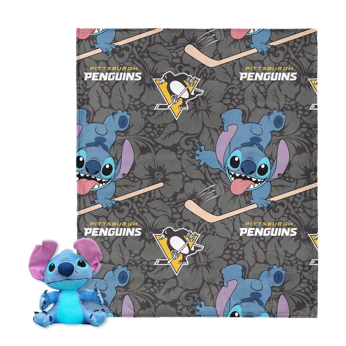 Pittsburgh Penguins Slapstick Stitch Hugger Pillow & Silk Touch 40" x 50" Throw Blanket Set