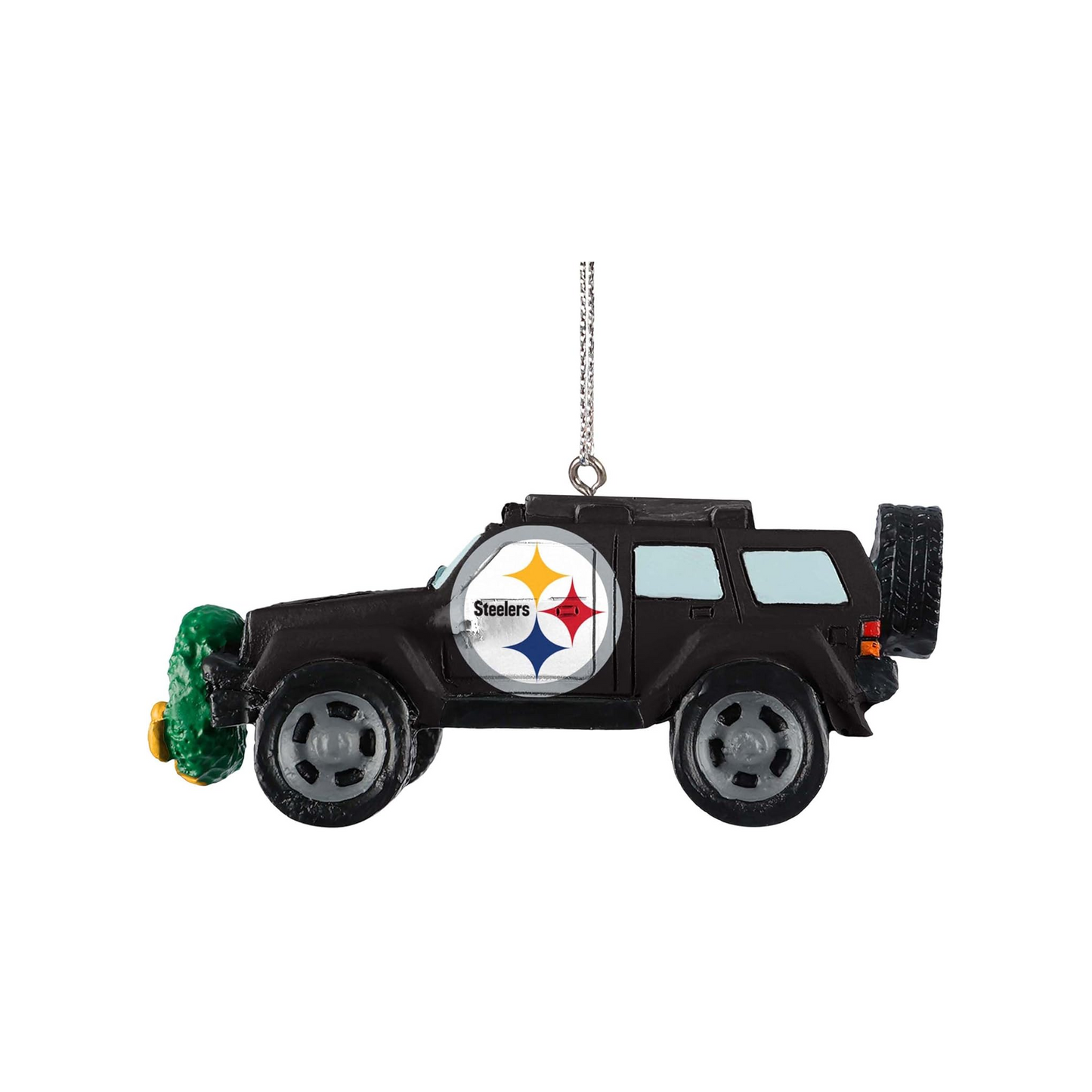 Pittsburgh Steelers SUV with Wreath Holiday Ornament