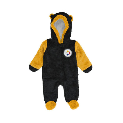 Pittsburgh Steelers Outerstuff Black Teddy Fleece Bunting Full-Zip Sleeper