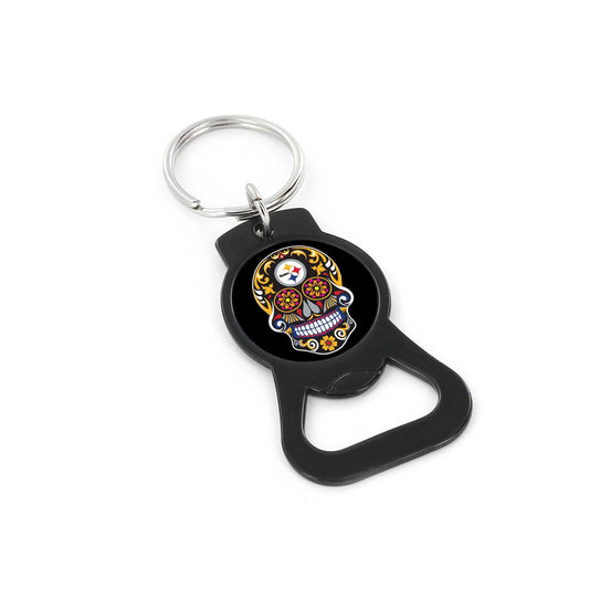 Pittsburgh Steelers Sugar Skull Bottle Opener Keychain