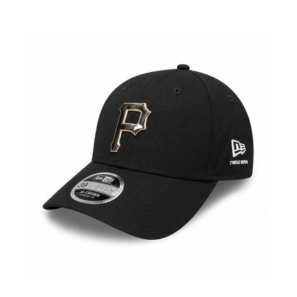 Pittsburgh Pirates New Era Black Metallic 39THIRTY M-Crown Flex Hat