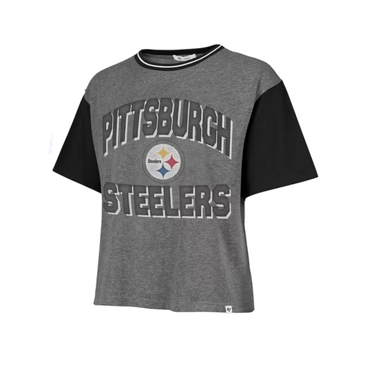 Pittsburgh Steelers Women's Grey Clubhouse Ziggy Short Sleeve Tee