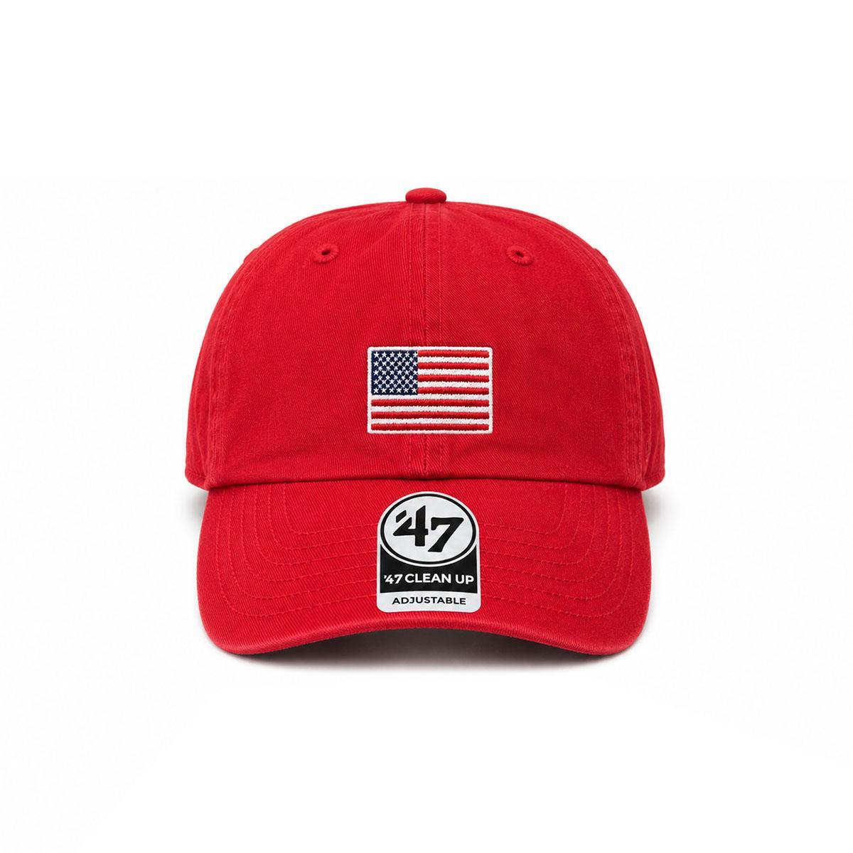 '47 Brand Red American Flag Clean Up Adjustable Hat