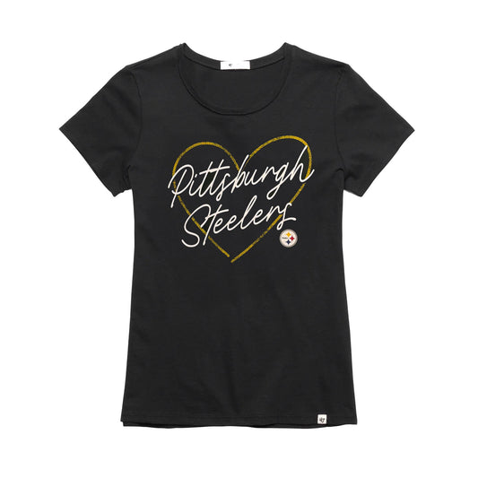 Pittsburgh Steelers Script Heart Women's '47 Tee
