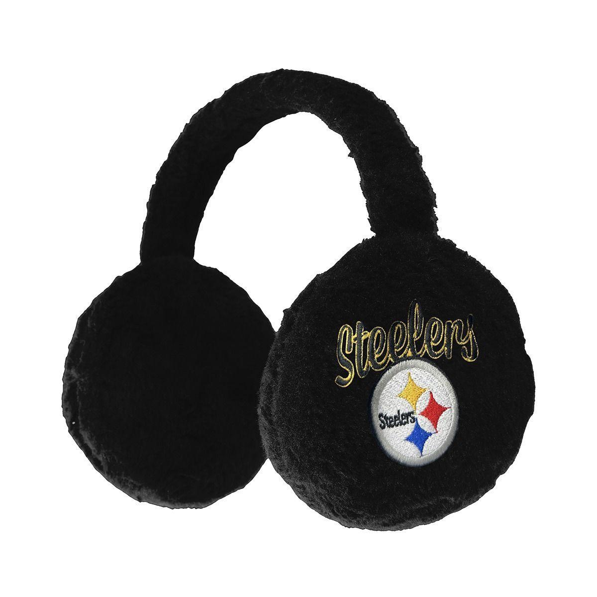 Pittsburgh Steelers Big Logo Fuzzy Black Earmuffs