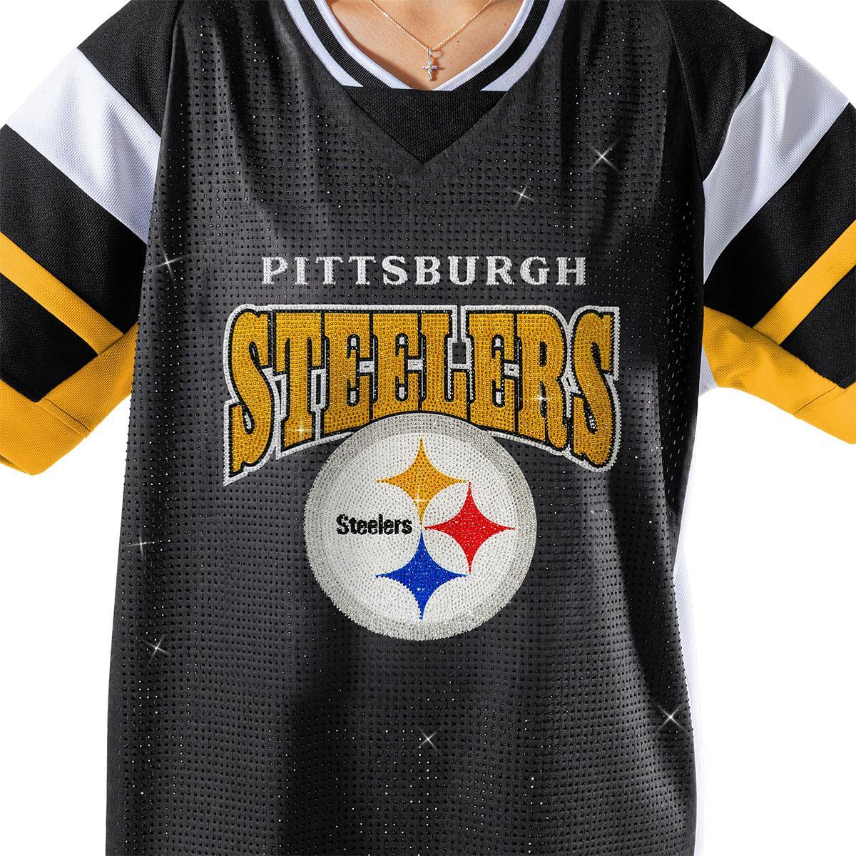 Pittsburgh Steelers Rhinestone V-Neck Fashion Top