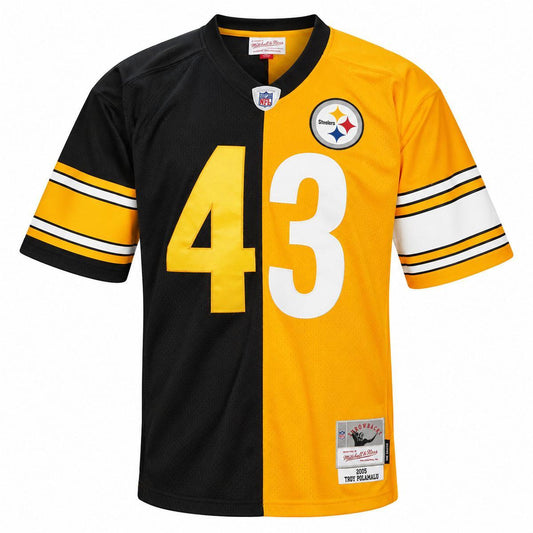 Troy Polamalu #43 Pittsburgh Steelers Mitchell & Ness Black/Gold 2005 Split Legacy Replica Jersey