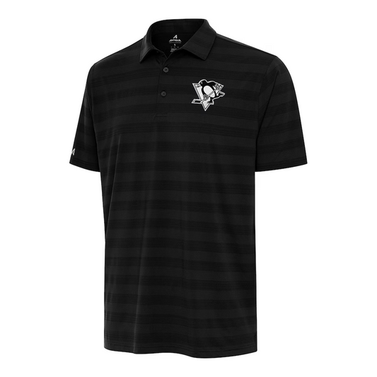 Pittsburgh Penguins Antigua Black Metallic Logo Tunnel Polo