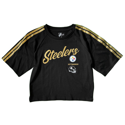 Pittsburgh Steelers Women's Cropped Metallic Gold Top