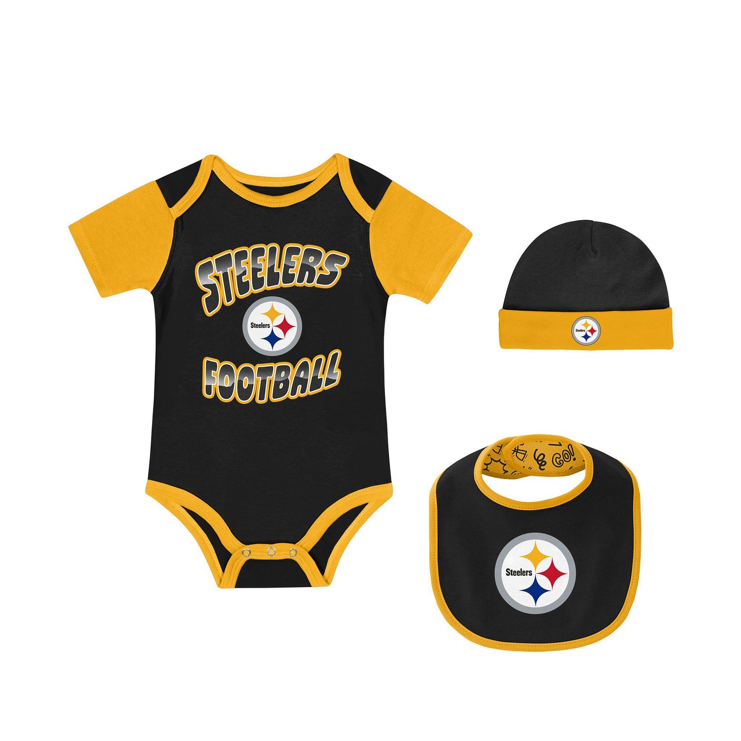 Pittsburgh Steelers 3-Piece Creeper, Bib, & Hat Set