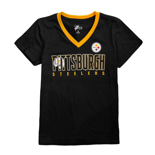 Pittsburgh Steelers Women's Logo Gold V-Neck