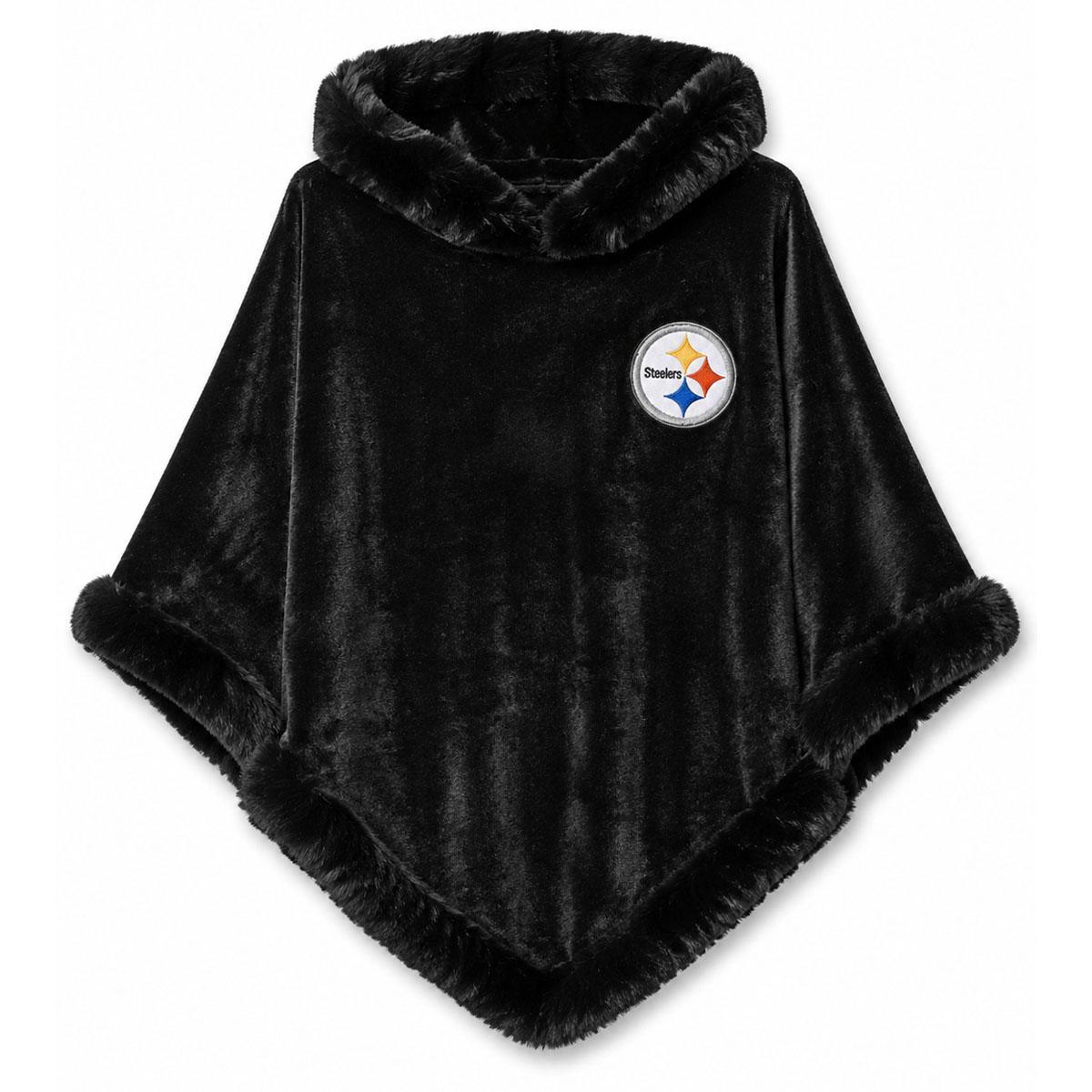Pittsburgh Steelers Fur Trim Poncho