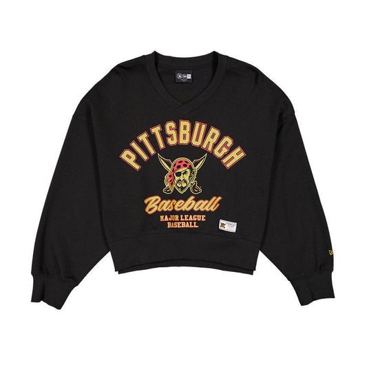 New Era Pittsburgh Pirates City Connect Women's V-Neck Cropped Sweatshirt