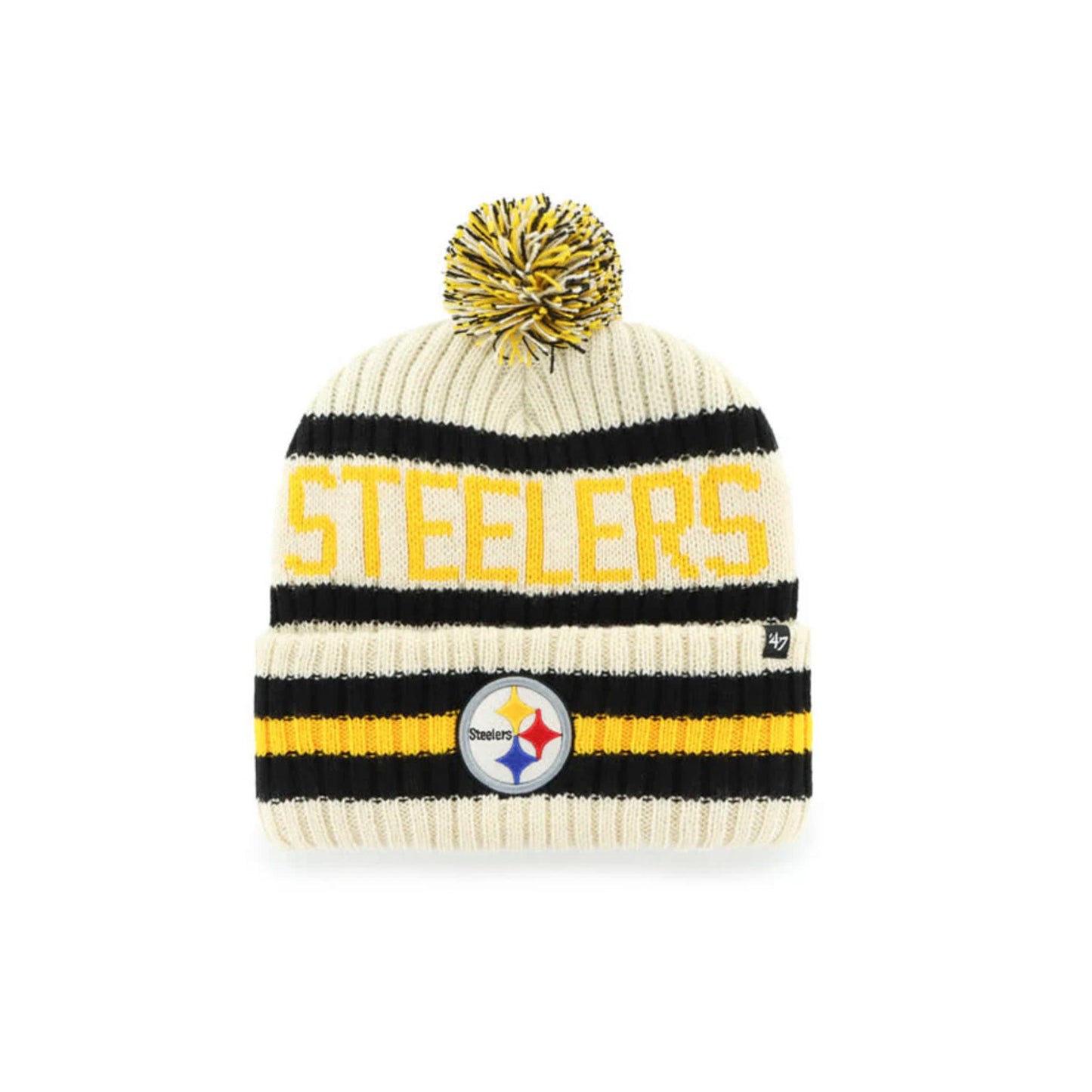 Pittsburgh Steelers '47 Bering Cream Pom Knit Hat