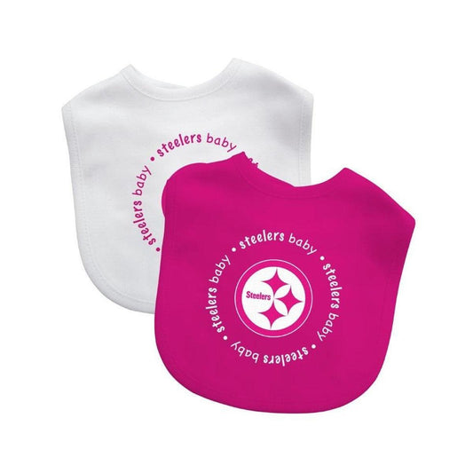 Pittsburgh Steelers Pink & White Baby Bib 2-Pack