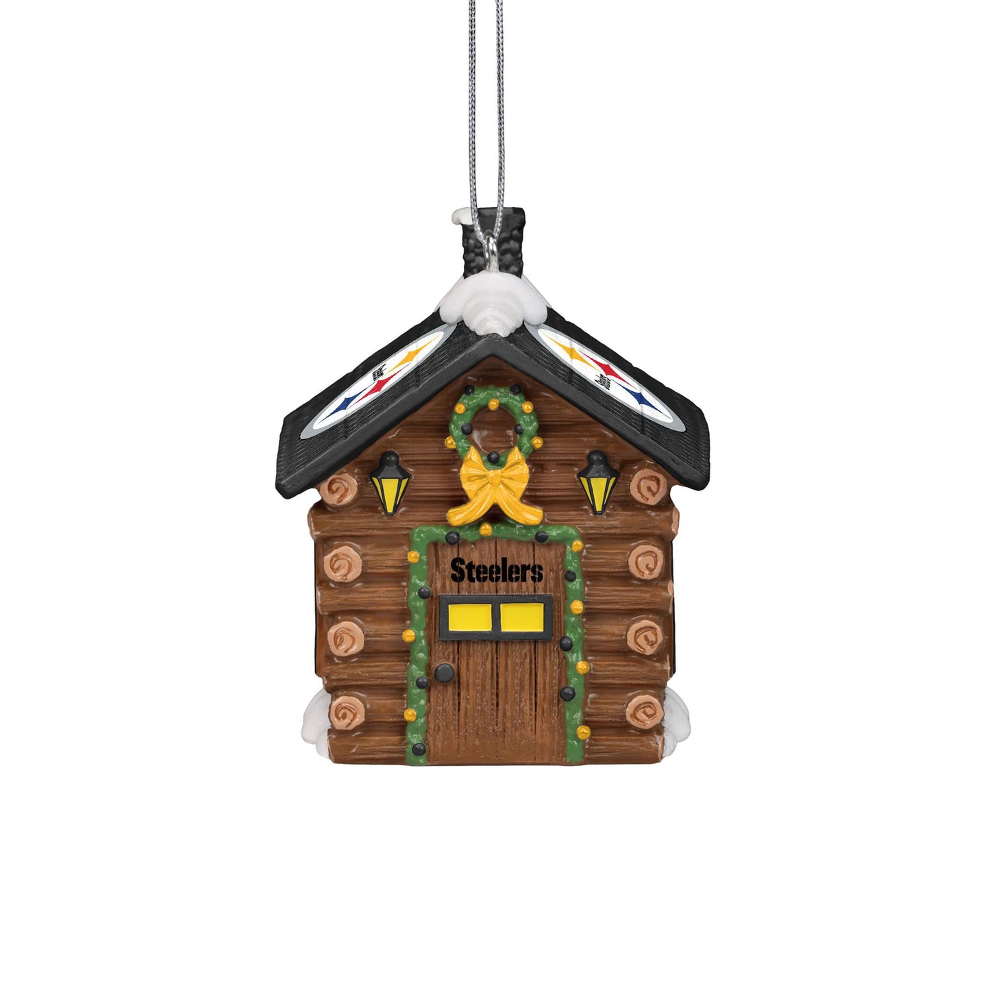 Pittsburgh Steelers Log Cabin Holiday Ornament