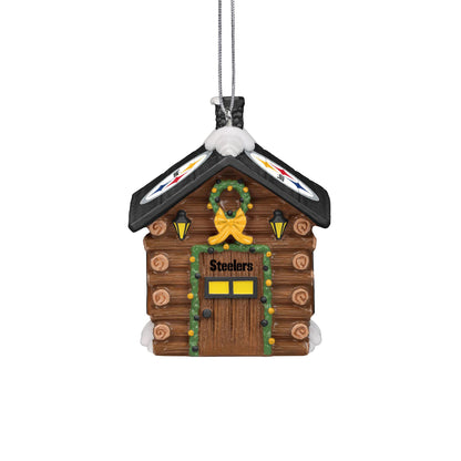 Pittsburgh Steelers Log Cabin Holiday Ornament