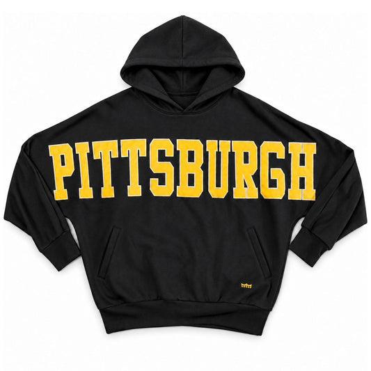 PITTSBURGH Black Oversized Pullover Hoodie