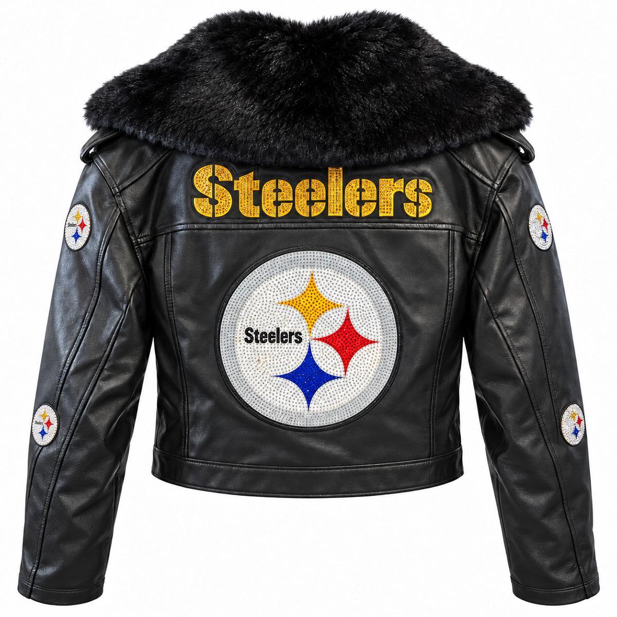 Pittsburgh Steelers Women's Faux Leather Fur Jacket