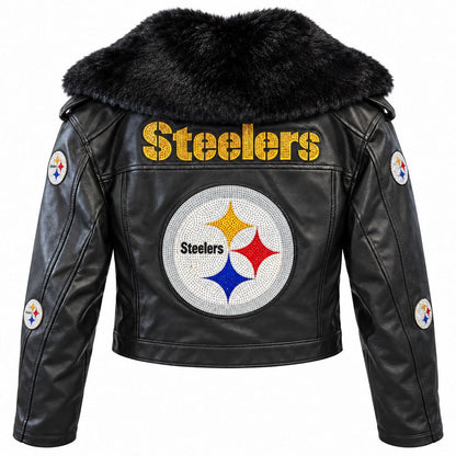 Pittsburgh Steelers Women's Faux Leather Fur Jacket