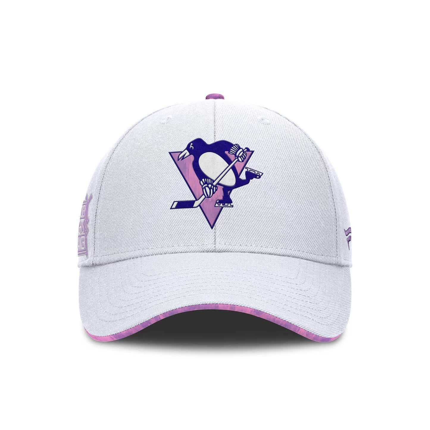 Pittsburgh Penguins Fanatics White Authentic Pro Hockey Fights Cancer Adjustable Hat