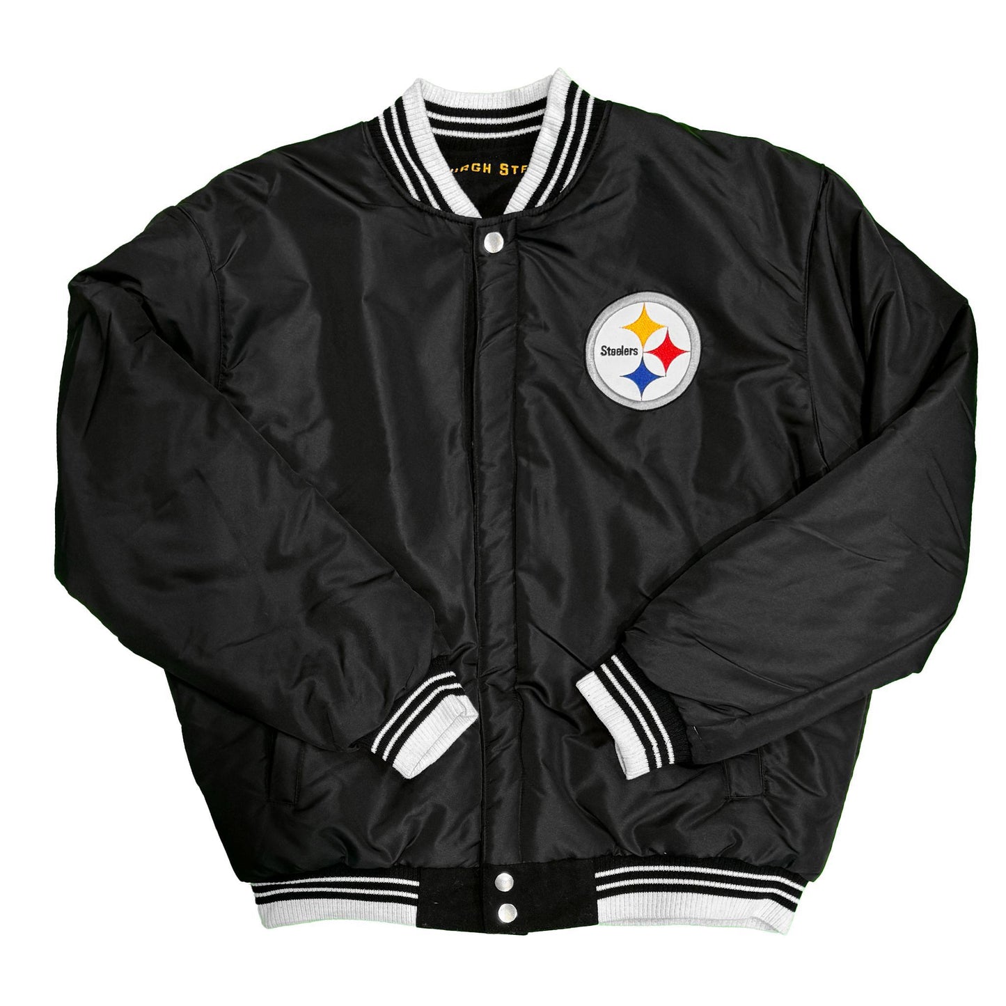 Pittsburgh Steelers JH Design Reversible Fleece Full-Snap Jacket with Faux Leather Sleeves