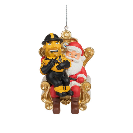 Steely McBeam Pittsburgh Steelers Mascot On Santa's Lap Ornament