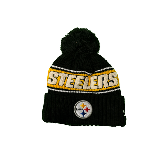 Pittsburgh Steelers 2024 NFL Sideline Black Pom Cuffed Knit Beanie