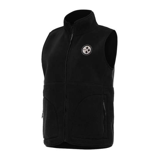 Women's Pittsburgh Steelers Antigua Black Nostalgic Full-Zip Vest