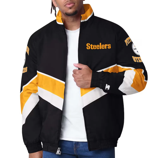 Pittsburgh Steelers Captain Black Varsity Satin Jacket