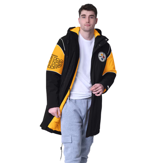 Pittsburgh Steelers Starter Black Dynasty Polyfill Stadium Full-Zip Jacket