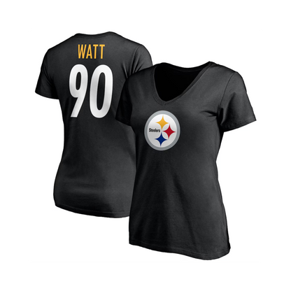 T.J. Watt Pittsburgh Steelers Fanatics Women's Player Icon Name & Number V-Neck T-Shirt