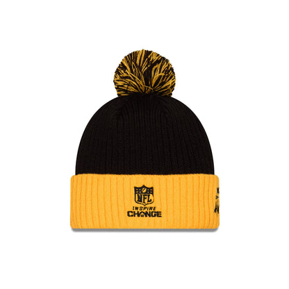 Pittsburgh Steelers New Era Pom Beanie Inspire Change Sideline Hat