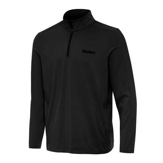 Antigua Black Steelers Wordmark Quarter-Zip Sweatshirt