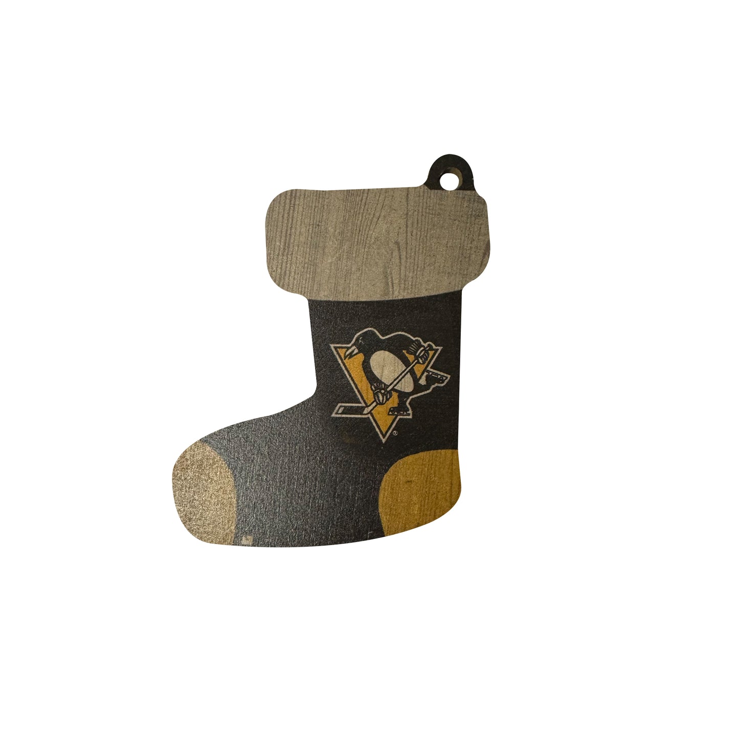 Pittsburgh Penguins Stocking Wooden Ornament