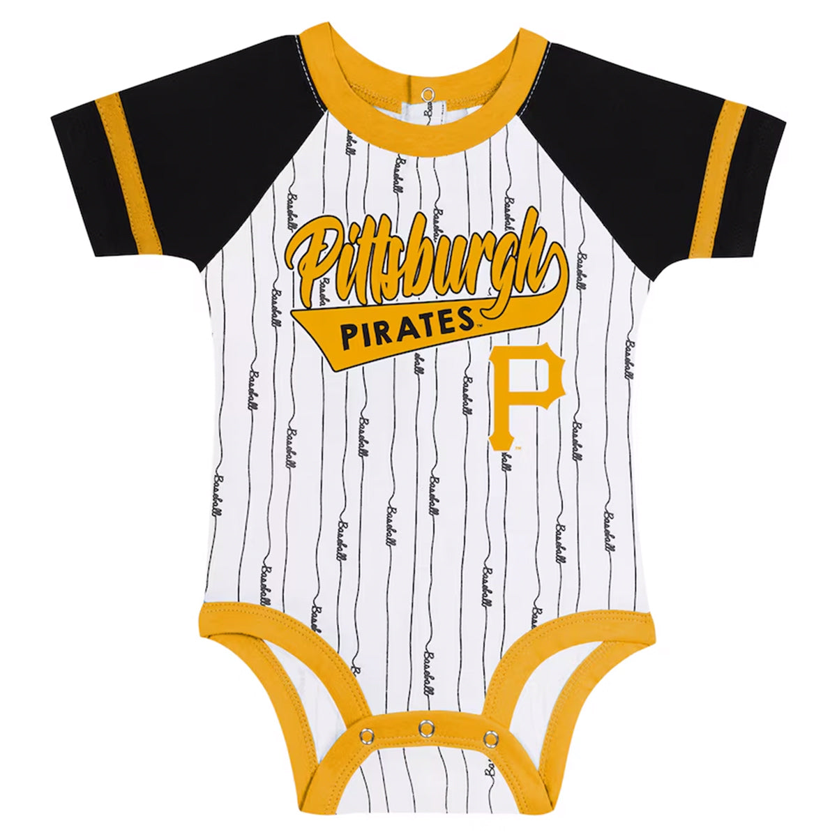 Newborn & Infant Pittsburgh Pirates White Base Hitter Bodysuit, Bib & Bootie Set