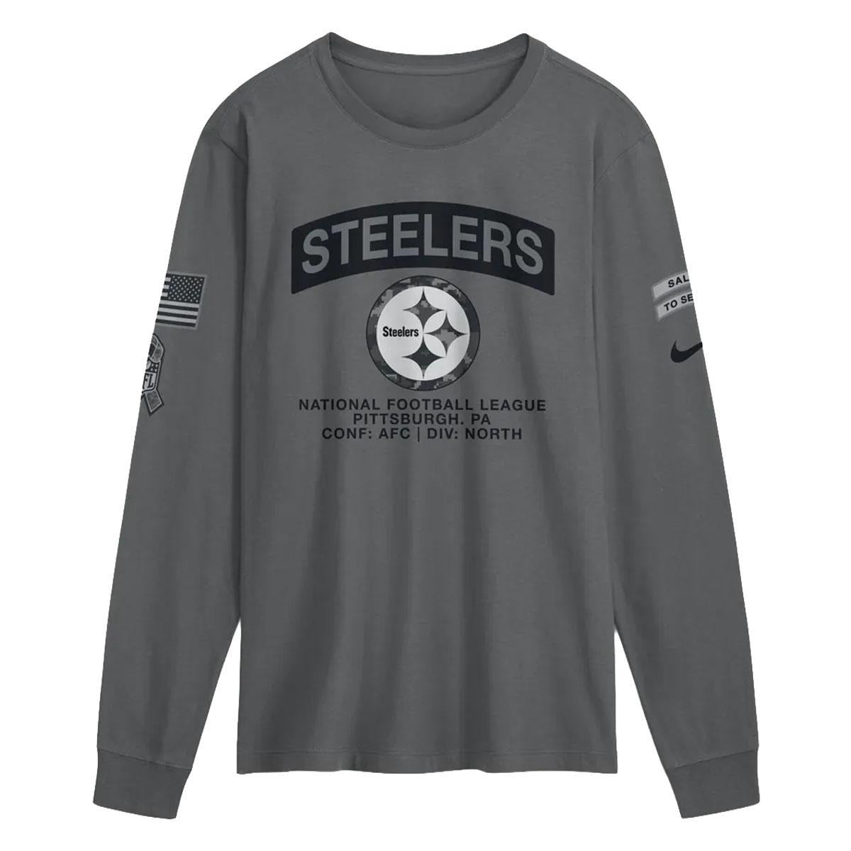 Pittsburgh Steelers Nike Gray 2026 Salute to Service Long Sleeve Tee