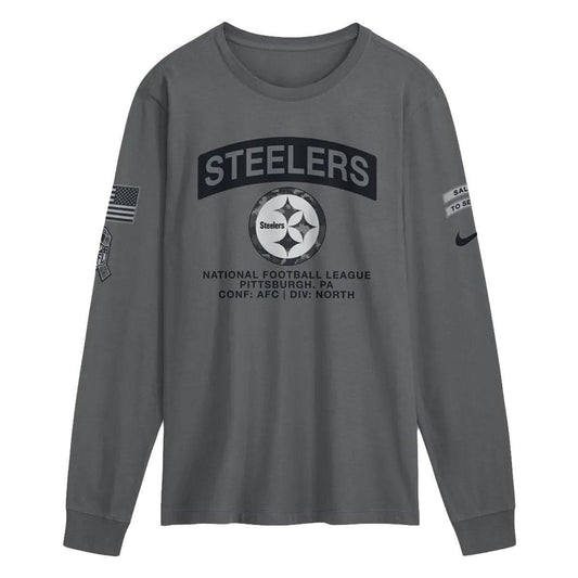 Pittsburgh Steelers Nike Gray 2026 Salute to Service Long Sleeve Tee