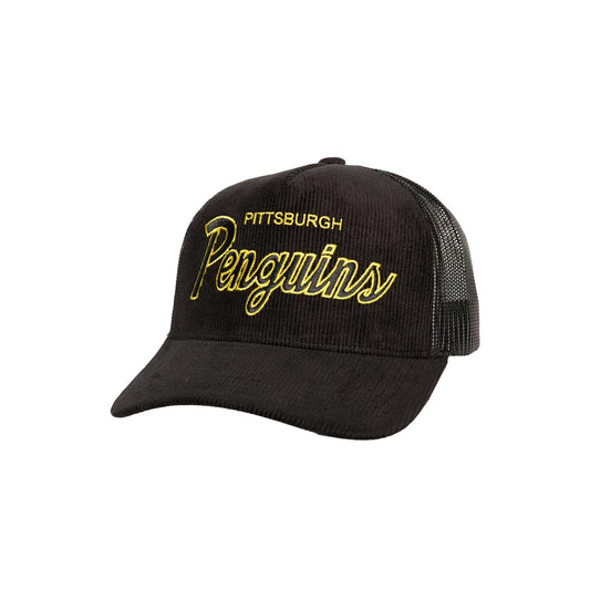 Pittsburgh Penguins Times Up Classic Script Cord Trucker Adjustable Hat